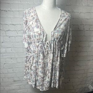 Lucky Brand NWOT Cream Floral Print Top XXL